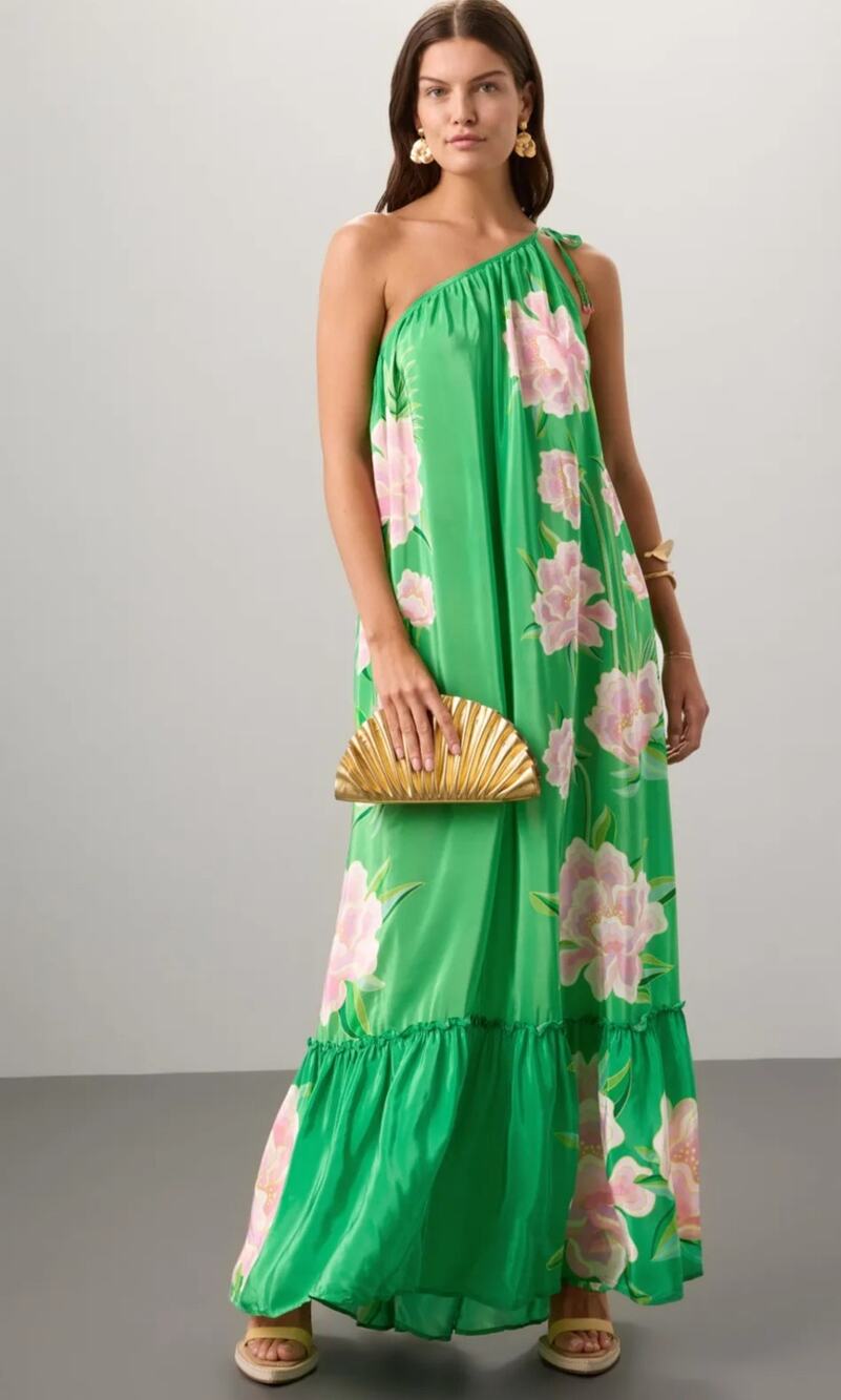 FARM Rio Floral Vibing Green Maxi Dress Women Size M